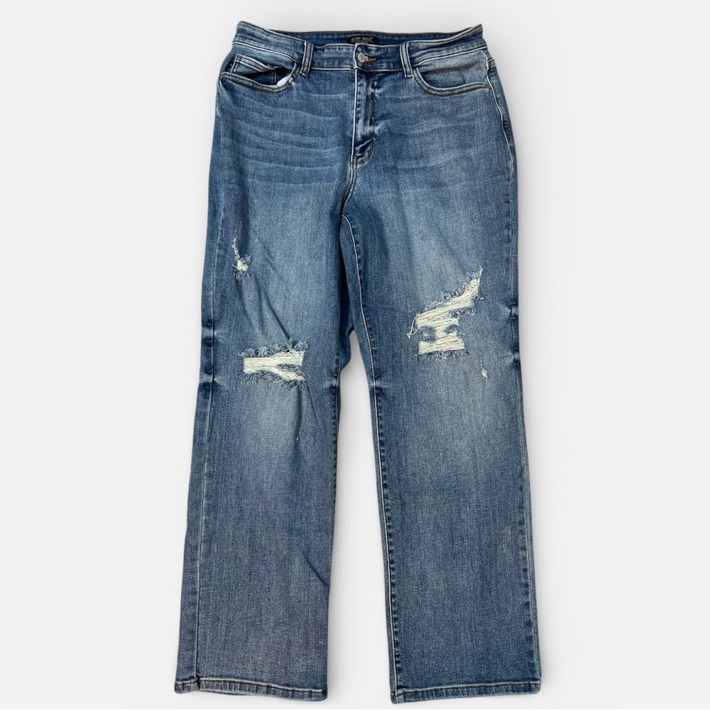 Judy Blue High Waist Dad Straight W/ Harsh Tint & Destroy Jeans Women’s Sz. 16W